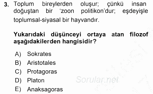 Medya Siyaset Kültür 2016 - 2017 Ara Sınavı 3.Soru