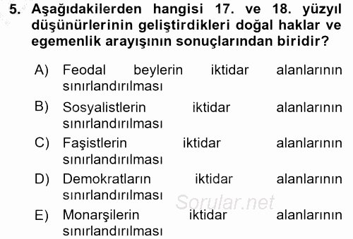 Medya Siyaset Kültür 2016 - 2017 Ara Sınavı 5.Soru