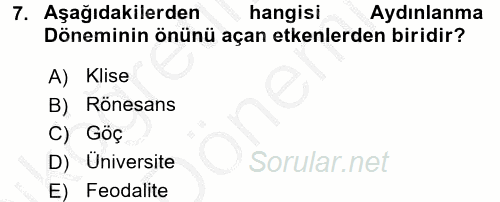 Medya Siyaset Kültür 2016 - 2017 Ara Sınavı 7.Soru