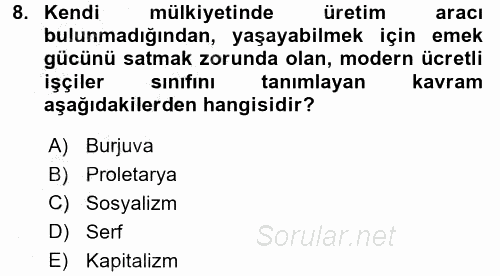 Medya Siyaset Kültür 2016 - 2017 Ara Sınavı 8.Soru