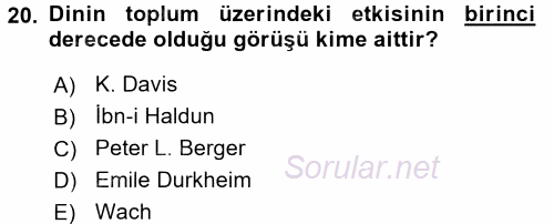 Topluma Hizmet Eğitimi 2017 - 2018 Ara Sınavı 20.Soru