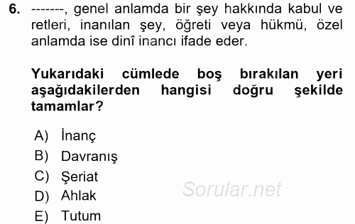 Topluma Hizmet Eğitimi 2017 - 2018 Ara Sınavı 6.Soru