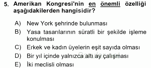 Karşılaştırmalı Siyasal Sistemler 2016 - 2017 3 Ders Sınavı 5.Soru