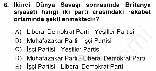 Karşılaştırmalı Siyasal Sistemler 2016 - 2017 3 Ders Sınavı 6.Soru