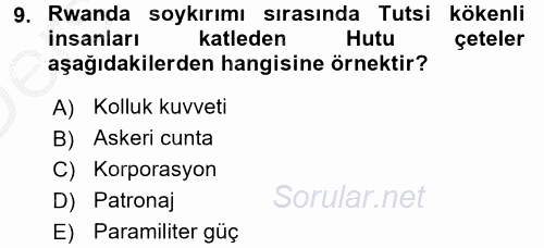 Karşılaştırmalı Siyasal Sistemler 2016 - 2017 3 Ders Sınavı 9.Soru