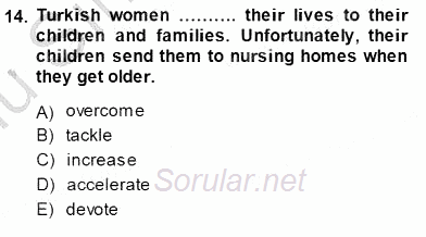 Okuma Ve Yazma Becerileri 1 2014 - 2015 Dönem Sonu Sınavı 14.Soru