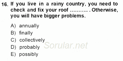 Okuma Ve Yazma Becerileri 1 2014 - 2015 Dönem Sonu Sınavı 16.Soru
