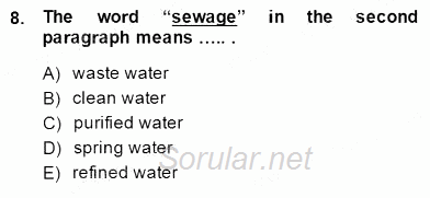 Okuma Ve Yazma Becerileri 1 2014 - 2015 Dönem Sonu Sınavı 8.Soru