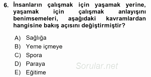 Termal ve Spa Hizmetleri 2015 - 2016 Ara Sınavı 6.Soru