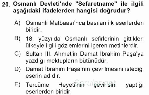 Yeni Türk Edebiyatına Giriş 2 2017 - 2018 Ara Sınavı 20.Soru