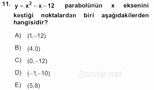 Matematik 1 2017 - 2018 Ara Sınavı 11.Soru