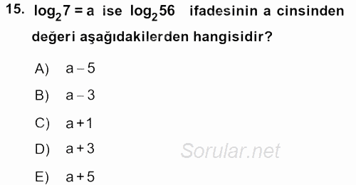 Matematik 1 2017 - 2018 Ara Sınavı 15.Soru