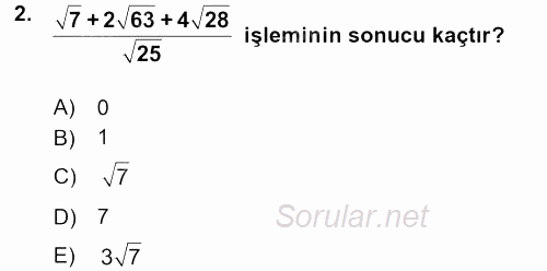 Matematik 1 2017 - 2018 Ara Sınavı 2.Soru