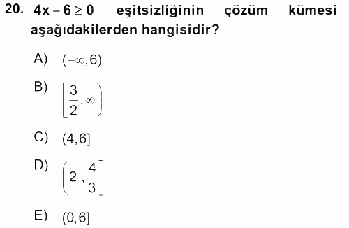 Matematik 1 2017 - 2018 Ara Sınavı 20.Soru