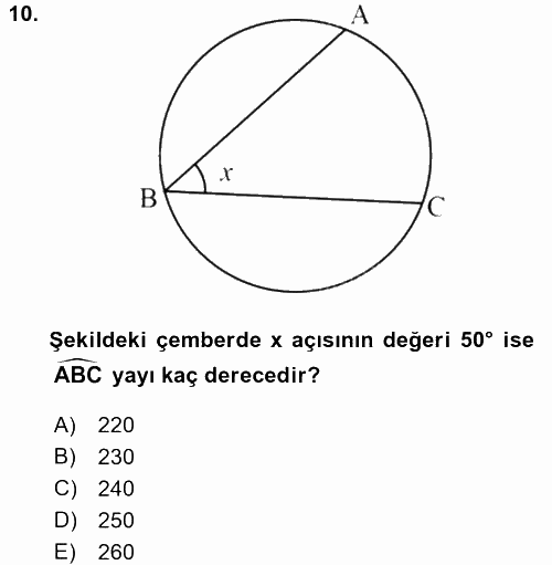 Coğrafi Bilgi Sistemleri İçin Temel Geometri 2016 - 2017 Dönem Sonu Sınavı 10.Soru