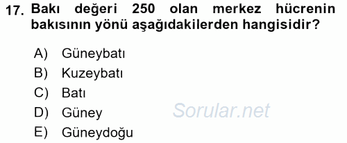 Coğrafi Bilgi Sistemleri İçin Temel Geometri 2016 - 2017 Dönem Sonu Sınavı 17.Soru