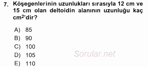 Coğrafi Bilgi Sistemleri İçin Temel Geometri 2016 - 2017 Dönem Sonu Sınavı 7.Soru