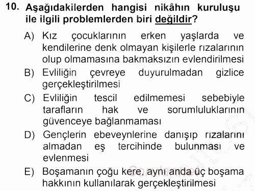 Günümüz Fıkıh Problemleri 2012 - 2013 Ara Sınavı 10.Soru
