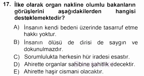 Günümüz Fıkıh Problemleri 2012 - 2013 Ara Sınavı 17.Soru