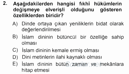 Günümüz Fıkıh Problemleri 2012 - 2013 Ara Sınavı 2.Soru