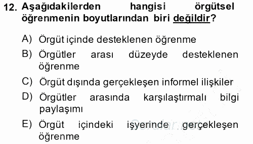 Yönetimde Güncel Yaklaşımlar 2014 - 2015 Ara Sınavı 12.Soru