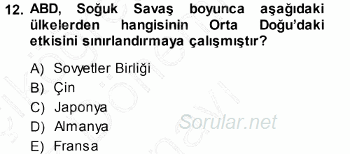 Amerikan Dış Politikası 2013 - 2014 Dönem Sonu Sınavı 12.Soru