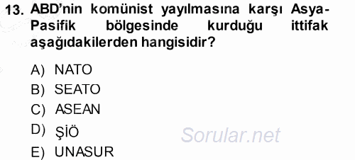 Amerikan Dış Politikası 2013 - 2014 Dönem Sonu Sınavı 13.Soru