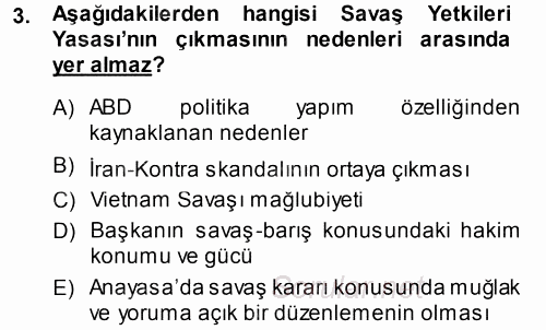 Amerikan Dış Politikası 2013 - 2014 Dönem Sonu Sınavı 3.Soru