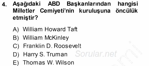 Amerikan Dış Politikası 2013 - 2014 Dönem Sonu Sınavı 4.Soru