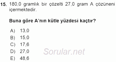 Genel Kimya 2 2015 - 2016 Ara Sınavı 15.Soru