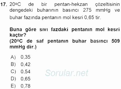 Genel Kimya 2 2015 - 2016 Ara Sınavı 17.Soru