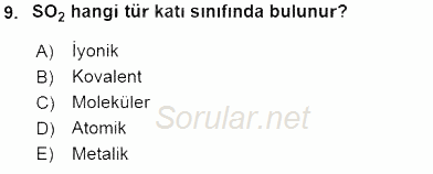 Genel Kimya 2 2015 - 2016 Ara Sınavı 9.Soru