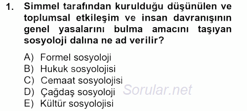 İnsan ve Toplum 2013 - 2014 Dönem Sonu Sınavı 1.Soru