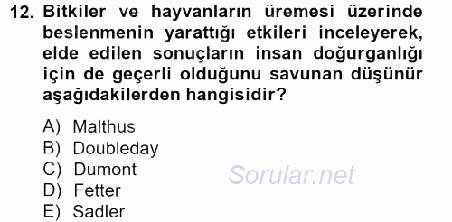 İnsan ve Toplum 2013 - 2014 Dönem Sonu Sınavı 12.Soru
