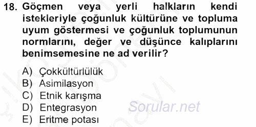İnsan ve Toplum 2013 - 2014 Dönem Sonu Sınavı 18.Soru