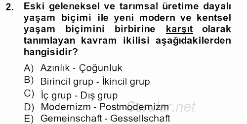 İnsan ve Toplum 2013 - 2014 Dönem Sonu Sınavı 2.Soru