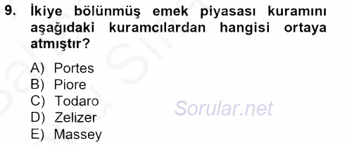 İnsan ve Toplum 2013 - 2014 Dönem Sonu Sınavı 9.Soru