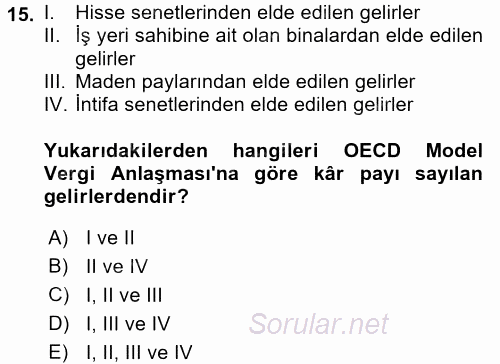 Uluslararası Kamu Maliyesi 2017 - 2018 Dönem Sonu Sınavı 15.Soru