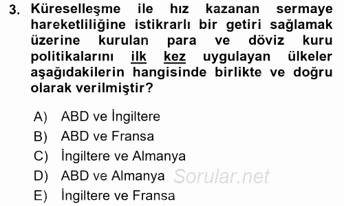 Uluslararası Kamu Maliyesi 2017 - 2018 Dönem Sonu Sınavı 3.Soru