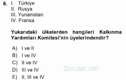 Uluslararası Kamu Maliyesi 2017 - 2018 Dönem Sonu Sınavı 8.Soru