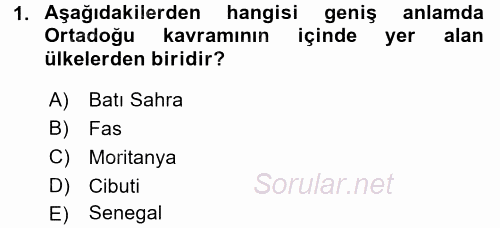 Modern Ortadoğu Tarihi 2017 - 2018 Ara Sınavı 1.Soru