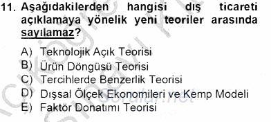 Uluslararası İktisat Teorisi 2013 - 2014 Tek Ders Sınavı 11.Soru