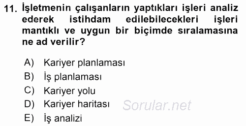 Performans ve Kariyer Yönetimi 2015 - 2016 Dönem Sonu Sınavı 11.Soru