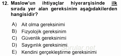 Performans ve Kariyer Yönetimi 2015 - 2016 Dönem Sonu Sınavı 12.Soru