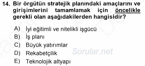 Performans ve Kariyer Yönetimi 2015 - 2016 Dönem Sonu Sınavı 14.Soru