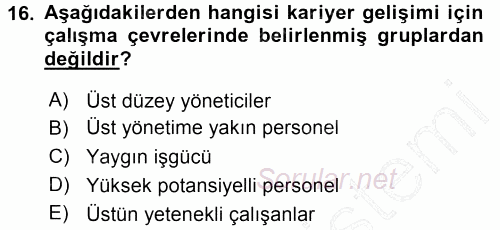 Performans ve Kariyer Yönetimi 2015 - 2016 Dönem Sonu Sınavı 16.Soru