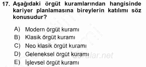 Performans ve Kariyer Yönetimi 2015 - 2016 Dönem Sonu Sınavı 17.Soru