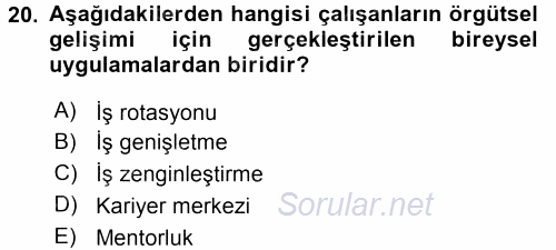 Performans ve Kariyer Yönetimi 2015 - 2016 Dönem Sonu Sınavı 20.Soru