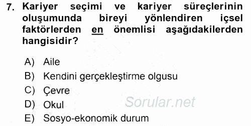Performans ve Kariyer Yönetimi 2015 - 2016 Dönem Sonu Sınavı 7.Soru