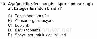 Marka İletişim Kampanyaları 2014 - 2015 Dönem Sonu Sınavı 10.Soru